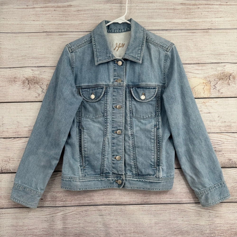 J. Jill Denim Jacket Women Size S Light Blue Stretch Cotton Trucker RN 97641